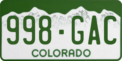 CO license plate 998GAC