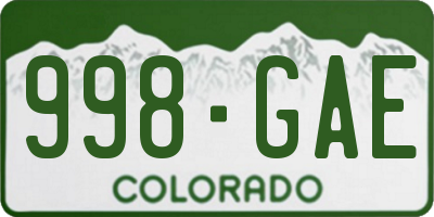 CO license plate 998GAE