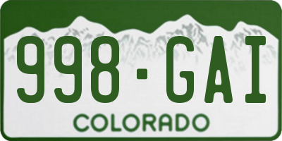 CO license plate 998GAI