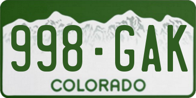 CO license plate 998GAK