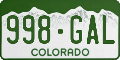 CO license plate 998GAL