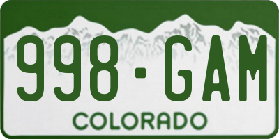CO license plate 998GAM