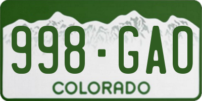 CO license plate 998GAO