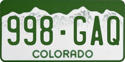 CO license plate 998GAQ