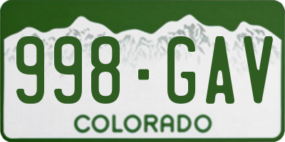CO license plate 998GAV