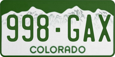 CO license plate 998GAX