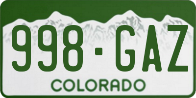 CO license plate 998GAZ
