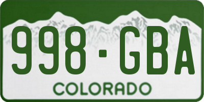 CO license plate 998GBA