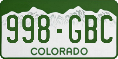 CO license plate 998GBC