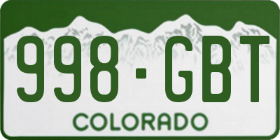CO license plate 998GBT