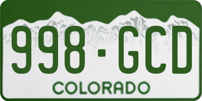 CO license plate 998GCD