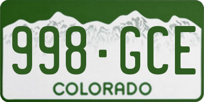 CO license plate 998GCE