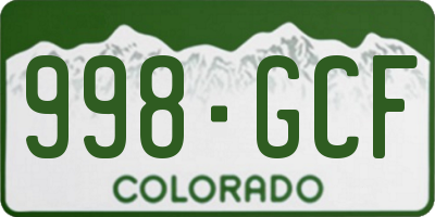 CO license plate 998GCF