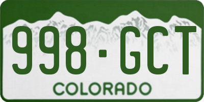 CO license plate 998GCT