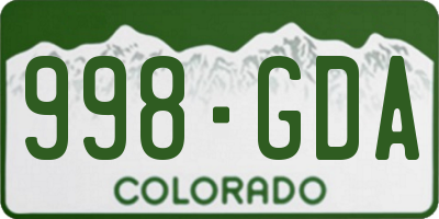 CO license plate 998GDA