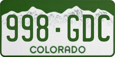 CO license plate 998GDC