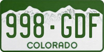 CO license plate 998GDF