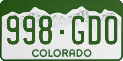 CO license plate 998GDO