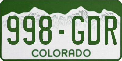 CO license plate 998GDR