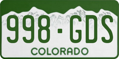 CO license plate 998GDS