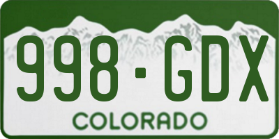 CO license plate 998GDX
