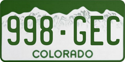 CO license plate 998GEC