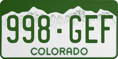 CO license plate 998GEF