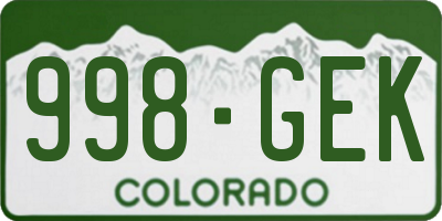 CO license plate 998GEK