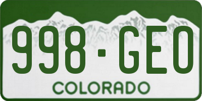 CO license plate 998GEO