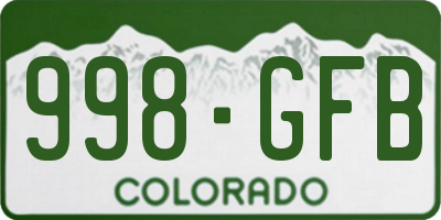 CO license plate 998GFB