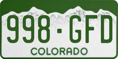 CO license plate 998GFD