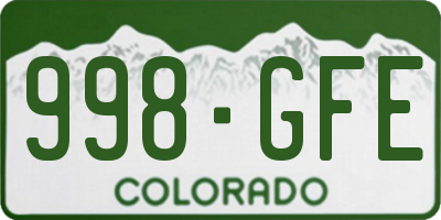 CO license plate 998GFE