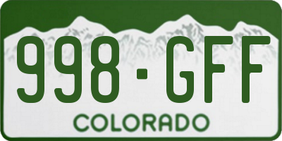 CO license plate 998GFF