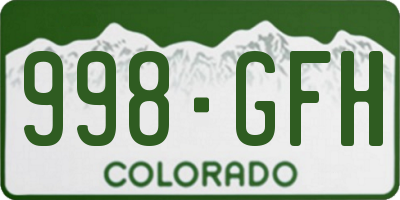 CO license plate 998GFH