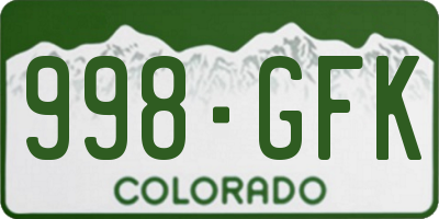 CO license plate 998GFK