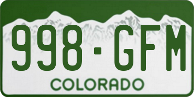 CO license plate 998GFM