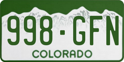 CO license plate 998GFN