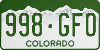 CO license plate 998GFO