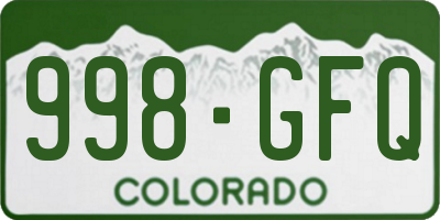 CO license plate 998GFQ