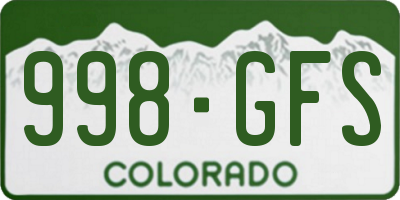 CO license plate 998GFS