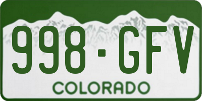 CO license plate 998GFV