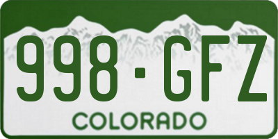 CO license plate 998GFZ