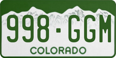 CO license plate 998GGM