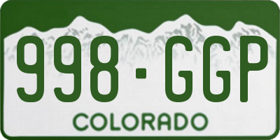 CO license plate 998GGP