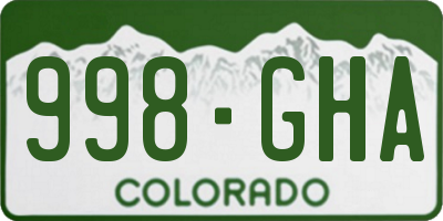 CO license plate 998GHA