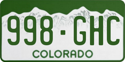 CO license plate 998GHC