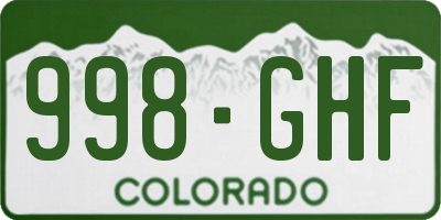 CO license plate 998GHF