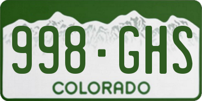 CO license plate 998GHS