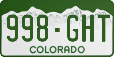 CO license plate 998GHT