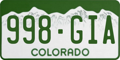 CO license plate 998GIA